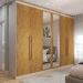 Guarda-Roupa Casal Madalena 6 Portas 6 Gavetas 100% Mdf com Espelho Off White/Peroba - Panorama Móveis