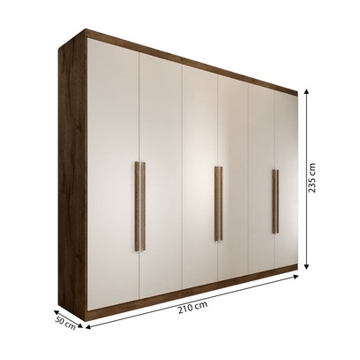 Guarda-Roupa Casal Madalena 6 Portas 6 Gavetas 100% Mdf Brauna Off White - Panorama Móveis