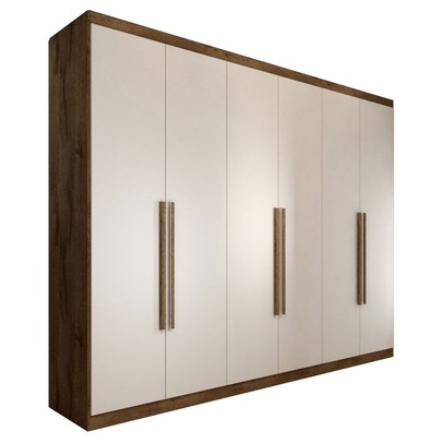 Guarda-Roupa Casal Madalena 6 Portas 6 Gavetas 100% Mdf Brauna Off White - Panorama Móveis