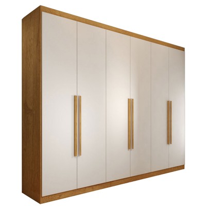 Guarda-Roupa Casal Madalena 6 Portas 6 Gavetas 100% Mdf Peroba/Off White - Panorama Móveis