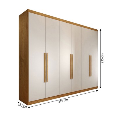 Guarda-Roupa Casal Madalena 6 Portas 6 Gavetas 100% Mdf Peroba/Off White - Panorama Móveis