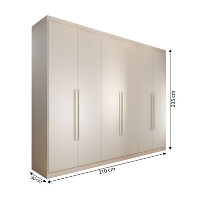 Guarda-Roupa Casal Madalena 6 Portas 6 Gavetas 100% Mdf Off White - Panorama Móveis