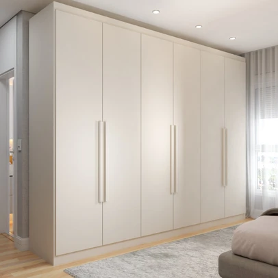 Guarda-Roupa Casal Madalena 6 Portas 6 Gavetas 100% Mdf Off White - Panorama Móveis