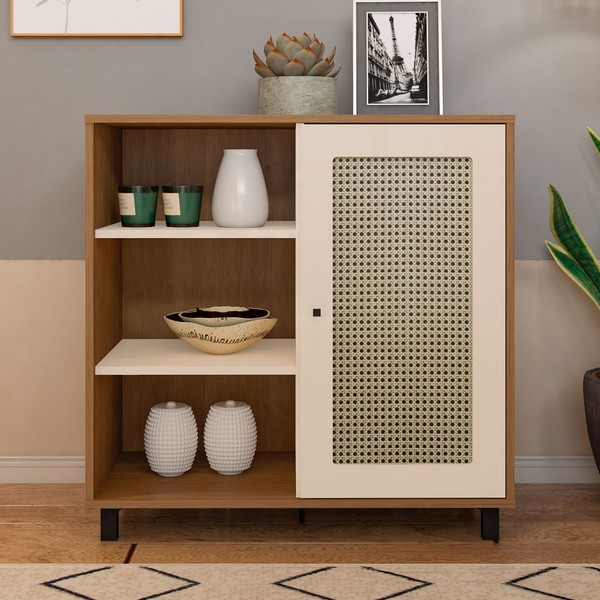 Aparador Charlotte 1 Porta Cinamomo/Off White - Artely Móveis