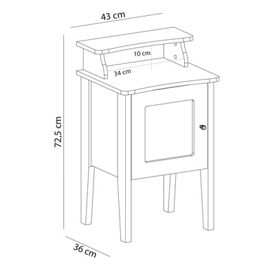 Mesa de Canto/Cabeceira Charlotte 1 Porta 100% Mdf Cinamomo/Off White Artely Móveis