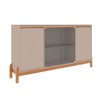 Balcão Buffet Bari 4 Portas 3 Prateleiras com Vidro Off White/Cedro - Casa D