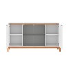 Balcão Buffet Bari 4 Portas 3 Prateleiras com Vidro Branco/Cedro - Casa D