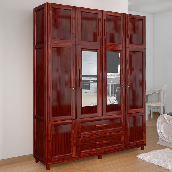 Guarda-Roupa Alagoas 10 Portas 2 Gavetas 5 Prateleiras com Espelho Mel - Rodmóveis