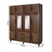 Guarda-Roupa Alagoas 10 Portas 2 Gavetas 5 Prateleiras com Espelho Imbuia Natural - Rodmóveis