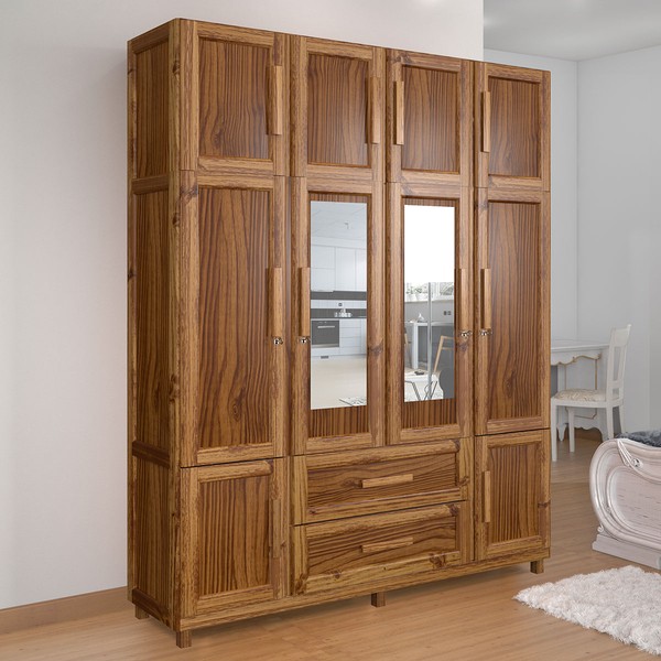 Guarda-Roupa Alagoas 10 Portas 2 Gavetas 5 Prateleiras com Espelho Ypê  - Rodmóveis