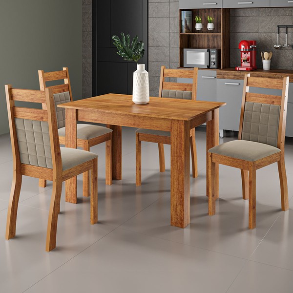 Mesa de Jantar 4 Lugares Santa Marta Mel/Perola - Panorama Móveis