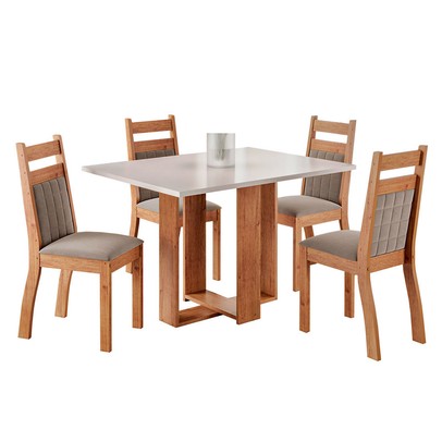 Mesa de Jantar 4 Lugares Puskas Mel/Blonde/Perola - Panorama Móveis