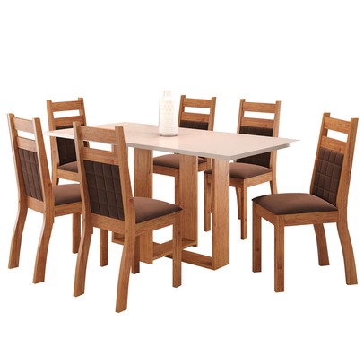 Mesa de Jantar 6 Lugares Caiçara Mel/Blonde/Bombom - Panorama Móveis