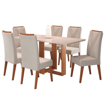 Mesa de Jantar 6 Lugares Congo Mel/Blonde/Marfim - Panorama Móveis