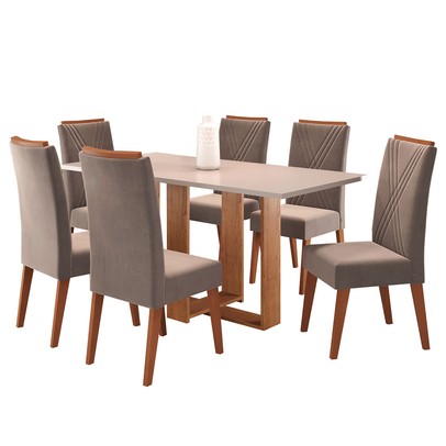 Mesa de Jantar 6 Lugares Congo Mel/Blonde/Perola - Panorama Móveis