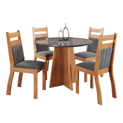 Mesa de Jantar 4 Lugares Derry Mel/Grafite/Grafite - Panorama Móveis