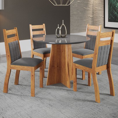 Mesa de Jantar 4 Lugares Derry Mel/Grafite/Grafite - Panorama Móveis