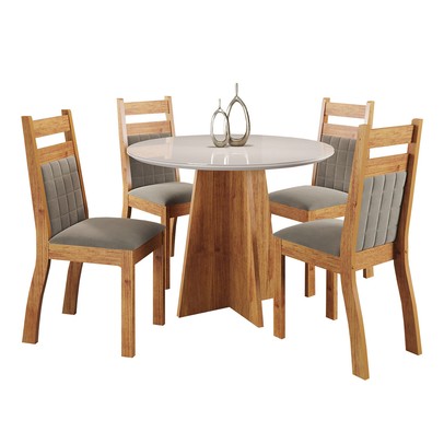 Mesa de Jantar 4 Lugares Derry Mel/Perola/Off White - Panorama Móveis