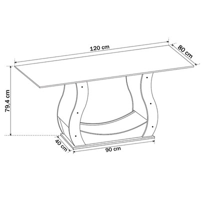 Mesa de Jantar 4 Lugares Bahrein Mel/Perola/Off White - Panorama Móveis