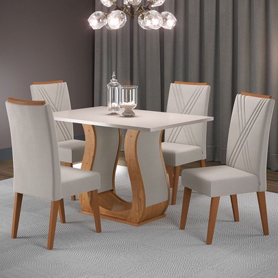 Mesa de Jantar 4 Lugares Catalunha Mel/Blonde/Marfim - Panorama Móveis