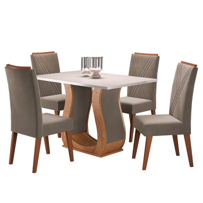 Mesa de Jantar 4 Lugares Catalunha Mel/Blonde/Pérola - Panorama Móveis
