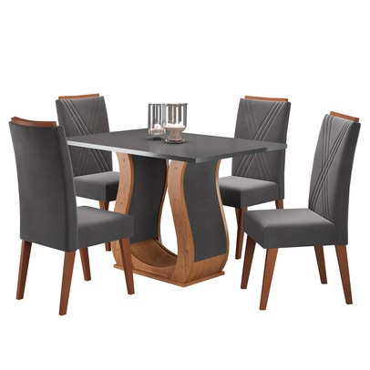 Mesa de Jantar 4 Lugares Catalunha Mel/Cinza/Grafite - Panorama Móveis