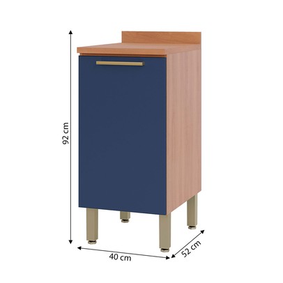 Balcão de Cozinha Sálvia 1 Porta 1 Prateleira Freijó/Azul - Telasul