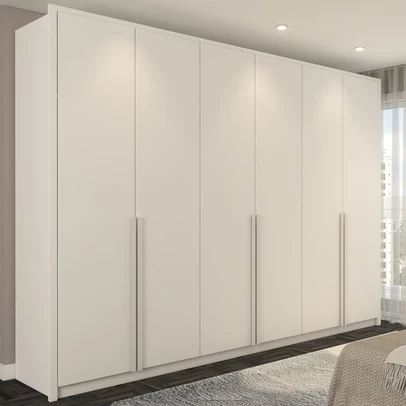 Guarda-Roupa Casal Belchior 6 Portas 6 Gavetas Neve - Panorama Móveis