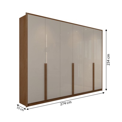 Guarda-Roupa Casal Belchior 6 Portas 6 Gavetas Cinamomo/Off White - Panorama Móveis