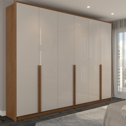 Guarda-Roupa Casal Belchior 6 Portas 6 Gavetas Cinamomo/Off White - Panorama Móveis