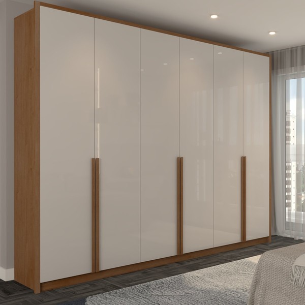 Guarda-Roupa Casal Belchior 6 Portas 6 Gavetas Cinamomo/Off White - Panorama Móveis