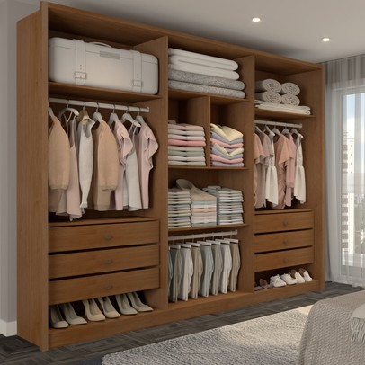 Guarda-Roupa Casal Belchior 6 Portas 6 Gavetas Cinamomo/Off White - Panorama Móveis