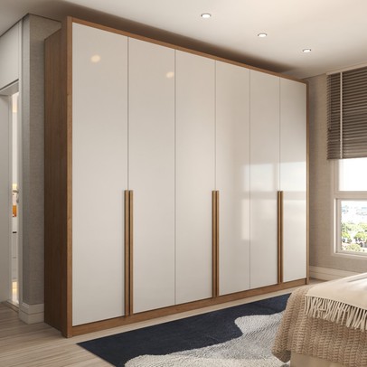 Guarda-Roupa Casal Vinci 6 Portas 6 Gavetas Cinamomo/Off White - Panorama Móveis