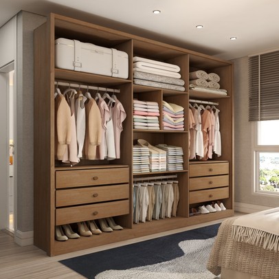 Guarda-Roupa Casal Vinci 6 Portas 6 Gavetas Cinamomo/Off White - Panorama Móveis