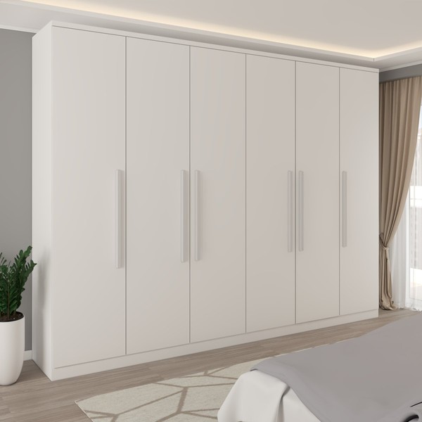 Guarda-Roupa Casal Stamford 6 Portas 4 Gavetas Neve - Panorama Móveis