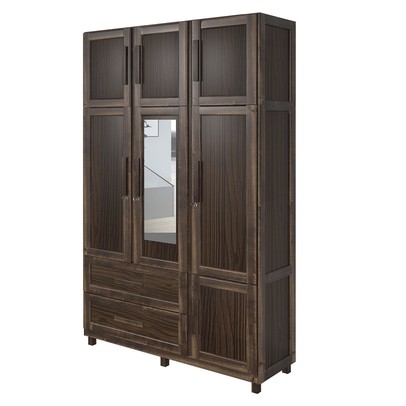 Guarda-Roupa Solteiro Ceará 7 Portas 2 Gavetas 2 Prateleiras com Espelho Imbuia Natural - Rodmóveis