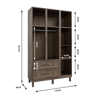 Guarda-Roupa Solteiro Ceará 7 Portas 2 Gavetas 2 Prateleiras com Espelho Imbuia Natural - Rodmóveis