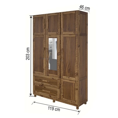 Guarda-Roupa Solteiro Ceará 7 Portas 2 Gavetas 2 Prateleiras com Espelho Ypê - Rodmóveis