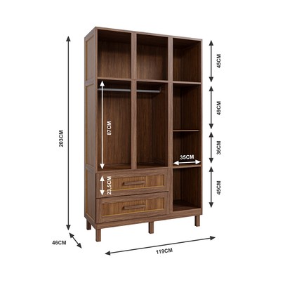 Guarda-Roupa Solteiro Ceará 7 Portas 2 Gavetas 2 Prateleiras com Espelho Ypê - Rodmóveis