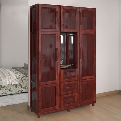 Guarda-Roupa Solteiro Pará 7 Portas 3 Gavetas 4 Prateleiras com Espelho Mel - Rodmóveis