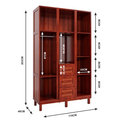 Guarda-Roupa Solteiro Pará 7 Portas 3 Gavetas 4 Prateleiras com Espelho Mel - Rodmóveis