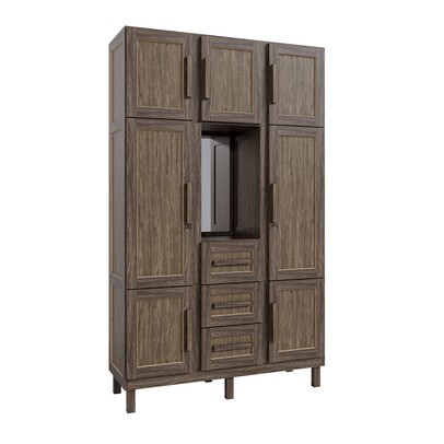 Guarda-Roupa Solteiro Pará 7 Portas 3 Gavetas 4 Prateleiras com Espelho Imbuia Natural - Rodmóveis