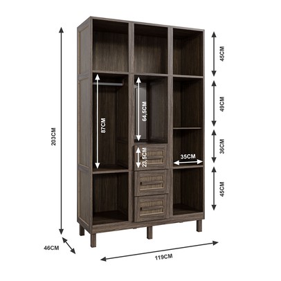 Guarda-Roupa Solteiro Pará 7 Portas 3 Gavetas 4 Prateleiras com Espelho Imbuia Natural - Rodmóveis