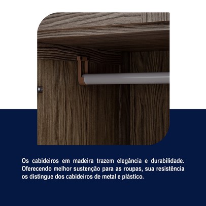 Guarda-Roupa Solteiro Pará 7 Portas 3 Gavetas 4 Prateleiras com Espelho Imbuia Natural - Rodmóveis