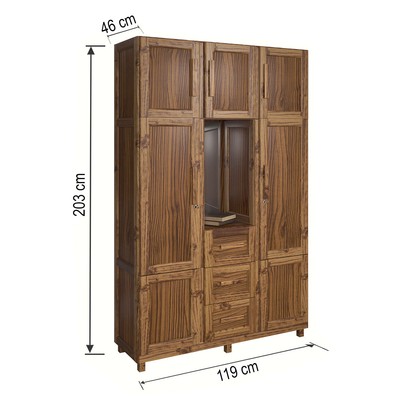 Guarda-Roupa Solteiro Pará 7 Portas 3 Gavetas 4 Prateleiras com Espelho Ypê - Rodmóveis