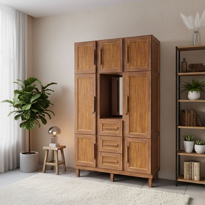 Guarda-Roupa Solteiro Pará 7 Portas 3 Gavetas 4 Prateleiras com Espelho Ypê - Rodmóveis