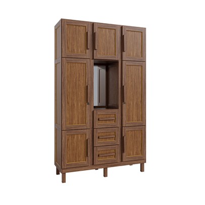 Guarda-Roupa Solteiro Pará 7 Portas 3 Gavetas 4 Prateleiras com Espelho Ypê - Rodmóveis