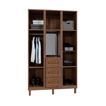 Guarda-Roupa Solteiro Pará 7 Portas 3 Gavetas 4 Prateleiras com Espelho Ypê - Rodmóveis