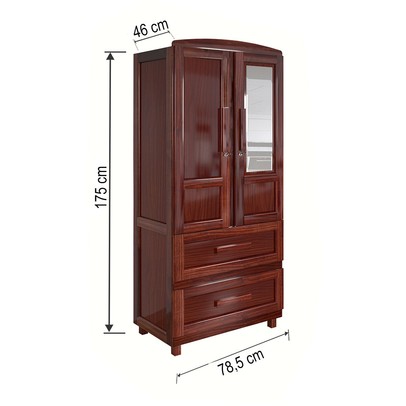Guarda-Roupa Solteiro Bacuri 2 Portas 2 Gavetas com Espelho Mel - Rodmóveis