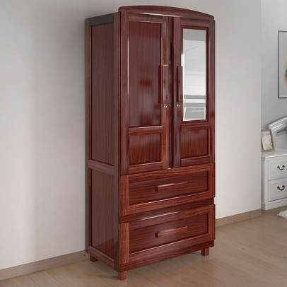 Guarda-Roupa Solteiro Bacuri 2 Portas 2 Gavetas com Espelho Mel - Rodmóveis